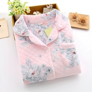 Bộ đồ ngủ nam và nữ cotton mùa thu và mùa đông dài tay mẫu đôi lỏng lẻo ấm dày dày không khí phục vụ nhà phù hợp với