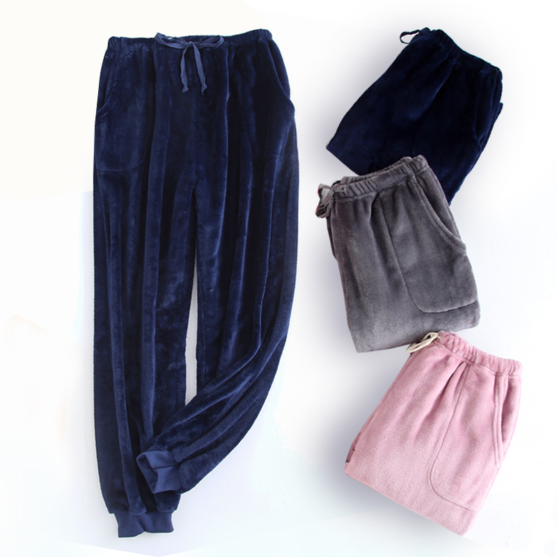 Mùa thu và mùa đông quần flannel nhà những người yêu thích quần ngủ dày nam và nữ quần nhung san hô để tăng sự ấm áp quần bò nữ