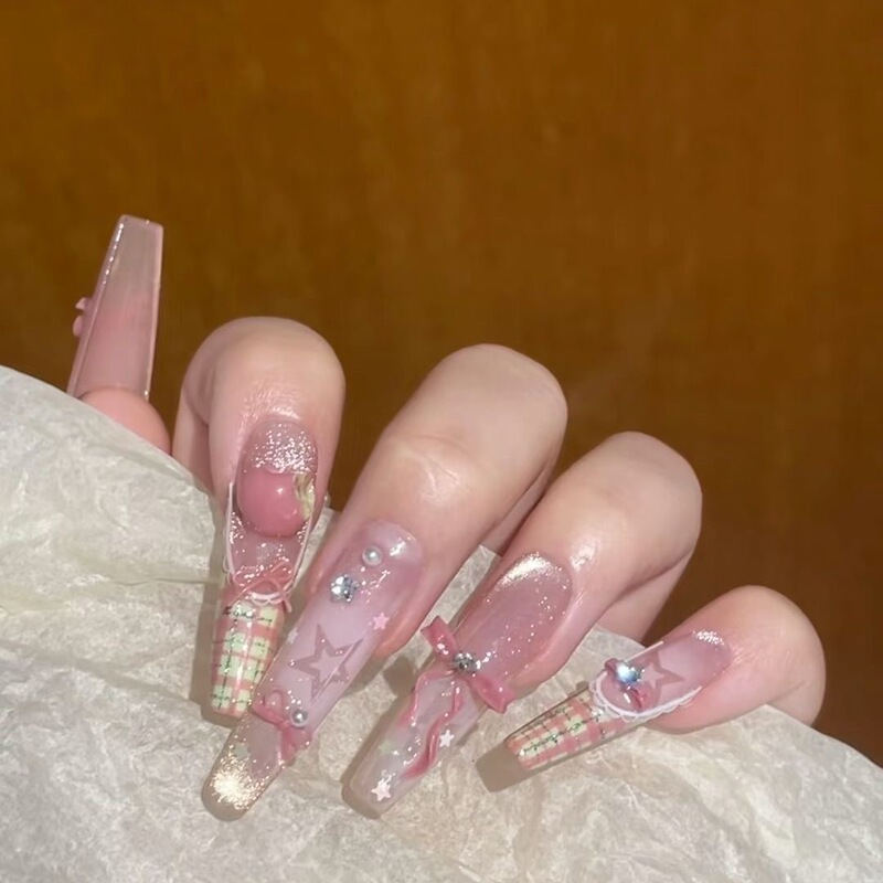 Autumn and Winter Wear Handmade New Autumn Brown Apple Pink Cat Eye Manicure Purely Handmade ins Whitening Classy Patch Phototherapy