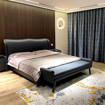 Bed tailstool light extravagant high-end bedroom bedside stool American bench headboard stool Eurostyle leather stool solid wood sofa stool