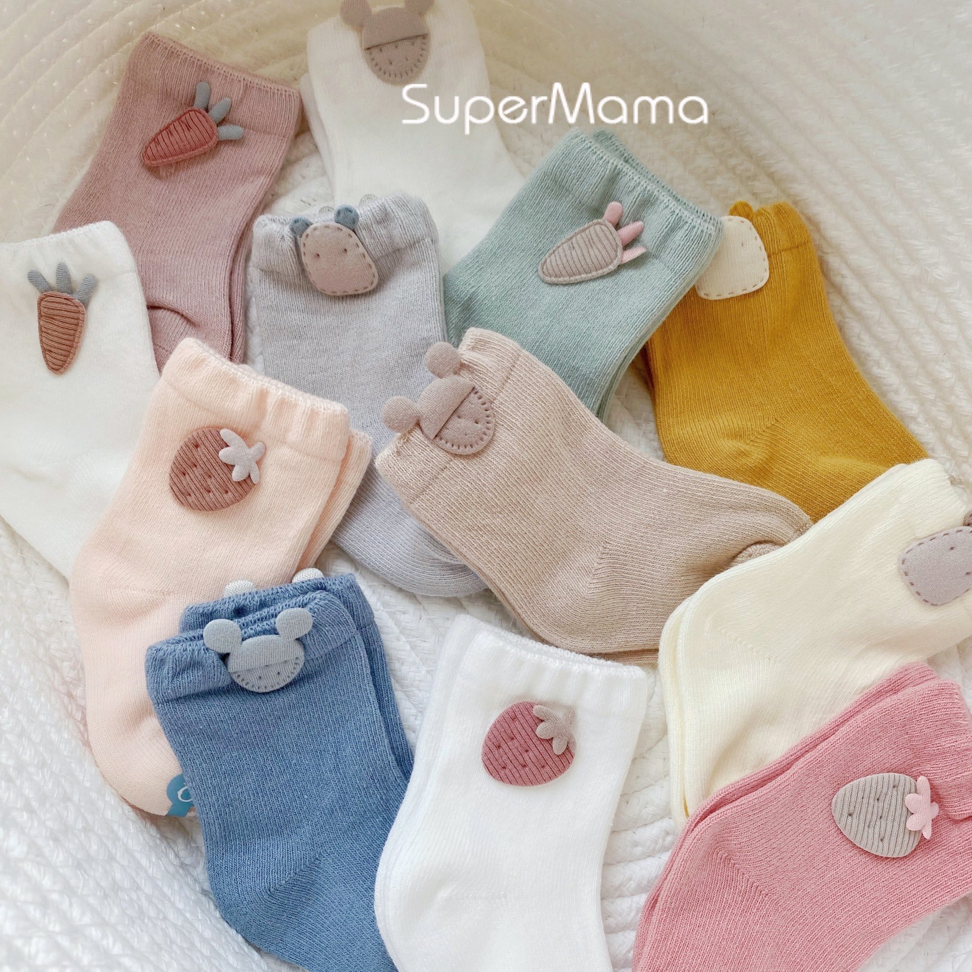 Three pairs of baby spring and autumn boneless card cotton socks breathable newborn boys and girls children in the tube socks