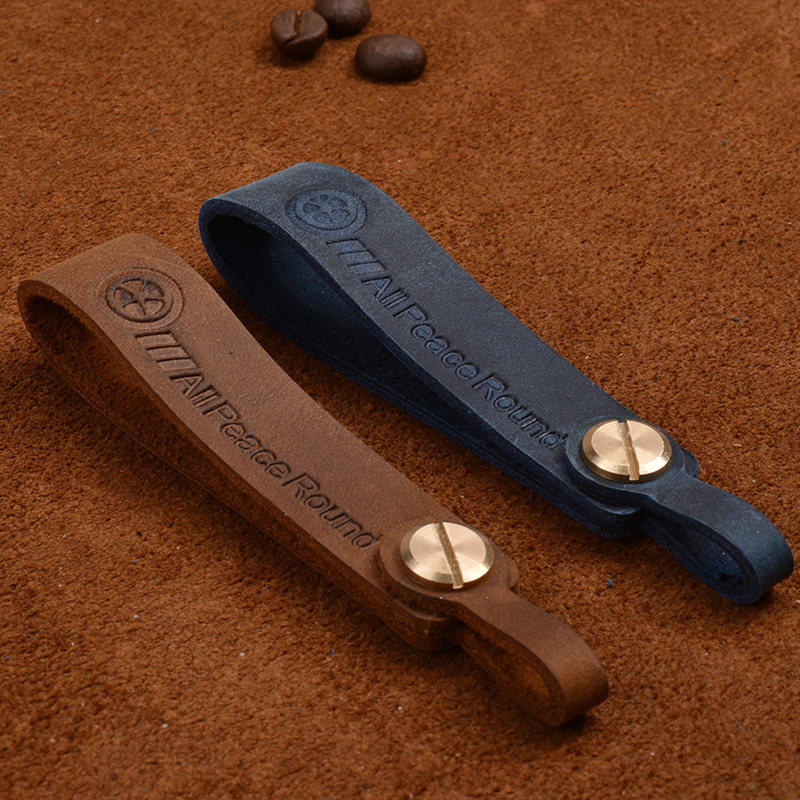 Headlayer Bull Leather Car Key Button Men Up-end Pendant Wearing Waist Leather Genuine Leather Brief Korean Creative Custom Gift