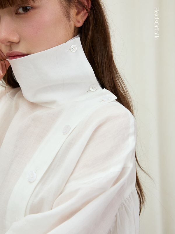 Headsortails'Soap Bubble' Sunscreen Tencel Ramie Multi-Wear Diagonal Placket Lapel Wabi-Sabi Style Shirt