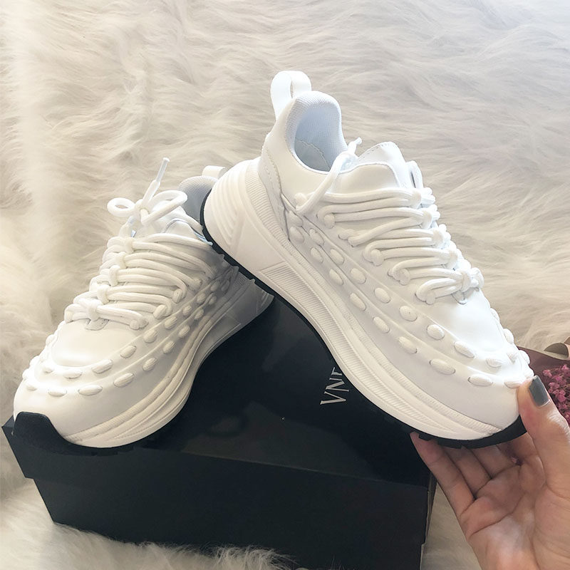 Net red with the same paragraph DR BVins couple casual leather straps small white sports thick bottom increase old shoes shoes women