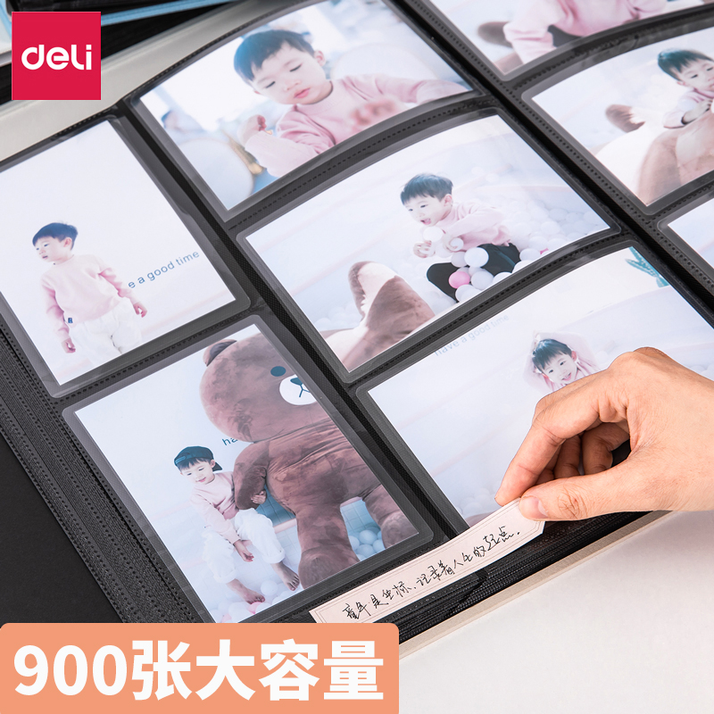 Deli Japanese large capacity photo album photo book 5 6 7 8 inch photo album family portrait photo insert type boxed family photo album commemorative album couple photo album children's baby growth photo album