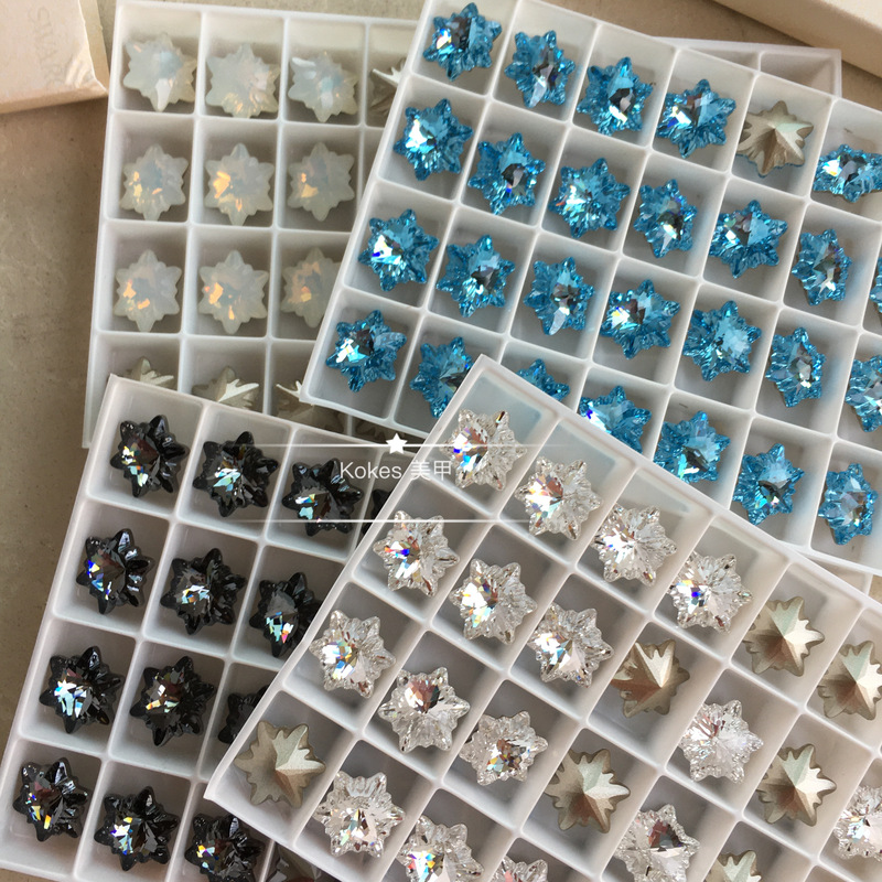 【Shi】Authentic Austrian Crystal Pointed-Bottom Shaped Rhinestones 4753 Large Snowflake Nail Art Rhinestones Aquamarine Night Shadow 【Shi】Authentic Austrian Crystal Pointed-Bottom Shaped Rhinestones 4753 Large Snowflake Nail Art Rhinestones Aquamarine Night Shadow