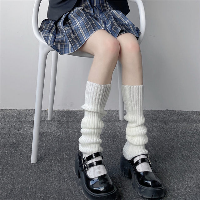 Knitted socks set y2k hot girl subculture Japanese jk college style autumn and winter leg sets mid-tube Harajuku style pile socks for women