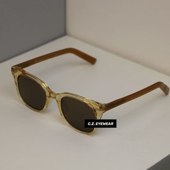 Japanese retro style square frame plate night vision yellow sunglasses