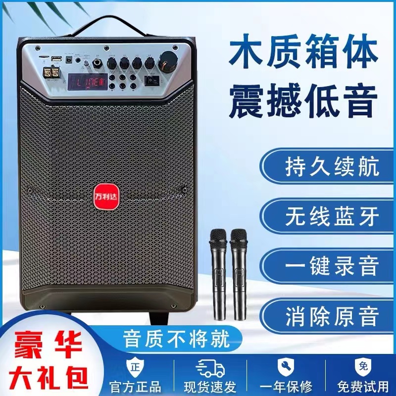 Vanlida Outdoor Mobile Pull-Lever Sound Power Heavy Bass K Song Square Dance Speaker Wireless Microphone T12 Inch