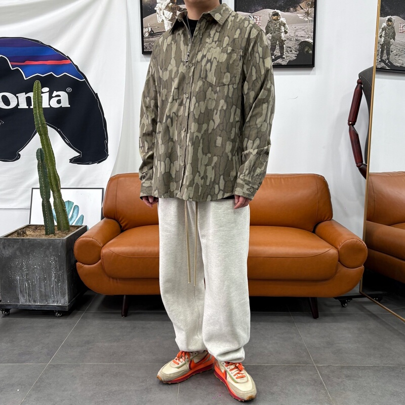 Export Japanese Style Trendy Loose Streetwear Camouflage Fashion Casual Long-Sleeve Collared Shirt Jacket Cardigan for Men