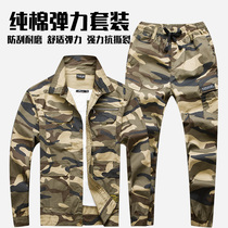 Summer Thin stretch work clothes suit mens cotton thread abrasion resistant camouflawless clothing steam repair electric welding garment anti-scalding