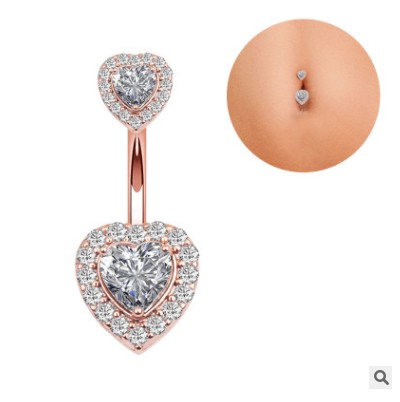 Belly button nail female Diamond sexy European and American flash Diamond 925 silver sterling belly button Korean version of simple waist nail nail