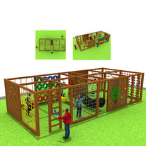 Outdoor large children climbing frame slide combination kindergarten wooden climbing bridge drilling hole balance wooden toy