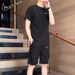 Nykton short -sleeved set Men's summer thin ice silk quick -drying top top sports casual shorts, fitness two -piece set