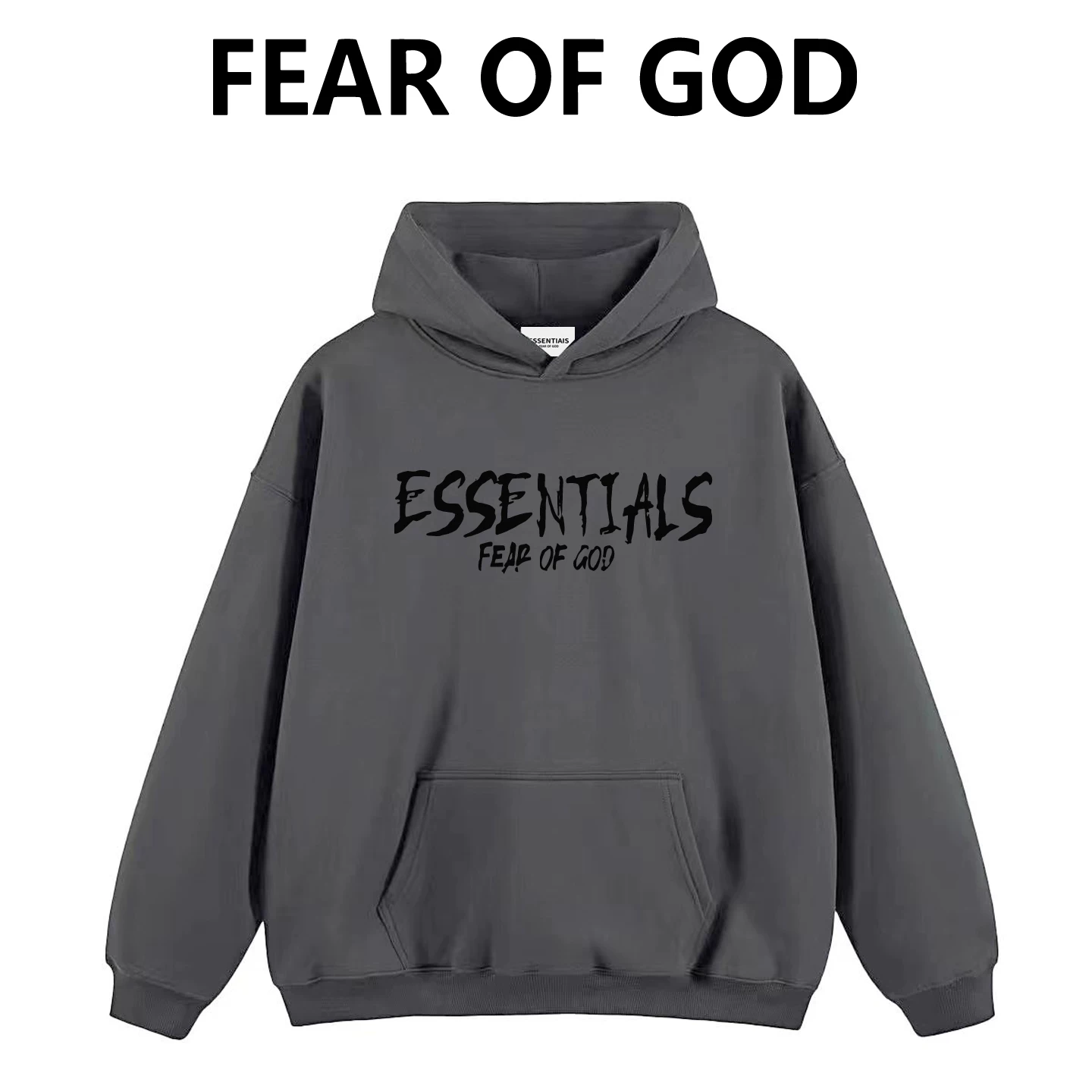 ESSENTIALS Художественный шрифт FOG двойная линия свитшот с капюшоном тяжелый повседневный осень и зима свободная футболка для мужчин и женщин