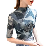 Футболка, эластичная сетка, спортивная одежда, высокий воротник, большой размер