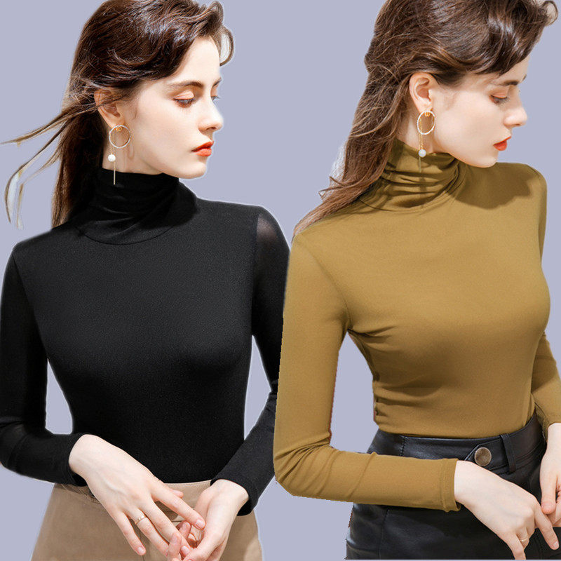 High neckline Yarn Latin Dance Exercises women's large size Sizes Elastic Body Square Dancing blouses Long sleeves Inner Lap Clothes Gallots