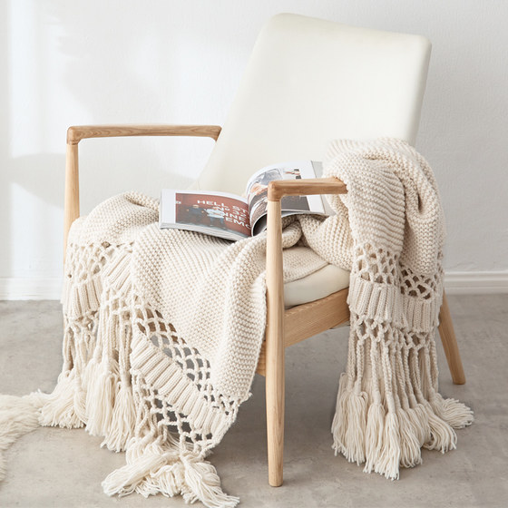 Zexi 홈 북유럽 스타일 모란디 컬러 소파 담요 니트 낮잠 레저 덮개 담요 ins wind bed tail blanket