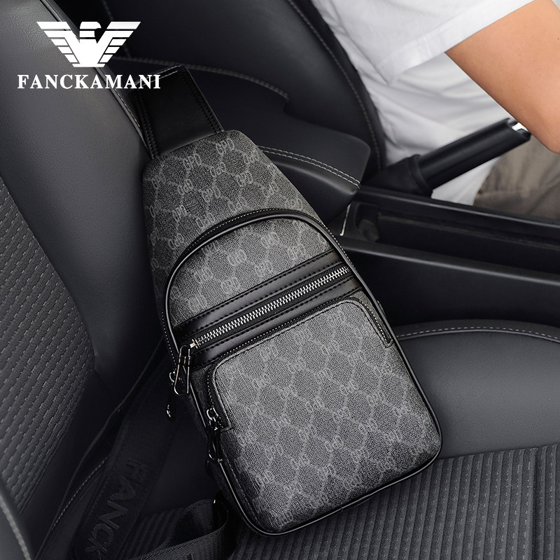 Kerry Yamanney Men's Chest Bag Fashion Casual Genuine Leather Skew Satchel Head Layer Bull Peel Youth Tide Men Hanging Bag