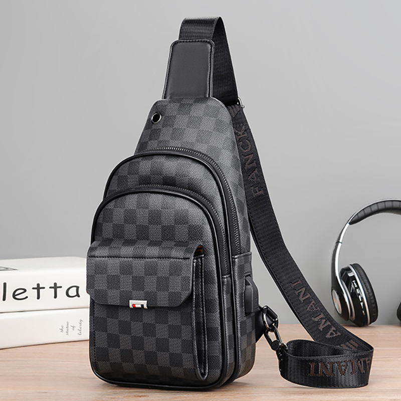 Kerry Armani Chest Bag Men's Crossbody Bag Genuine Leather Trendy Brand First Layer Cowhide Backpack Small Leather Waterproof Sling Bag