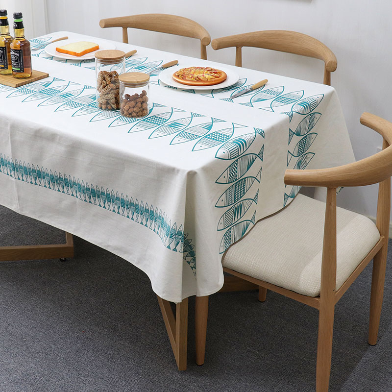 Table Cloth Art Home Thickened Cotton Linen Positive Rectangular Table Cloth Fields Garden Little Fresh Table Mat Tea Table Cloth Fish Tuci