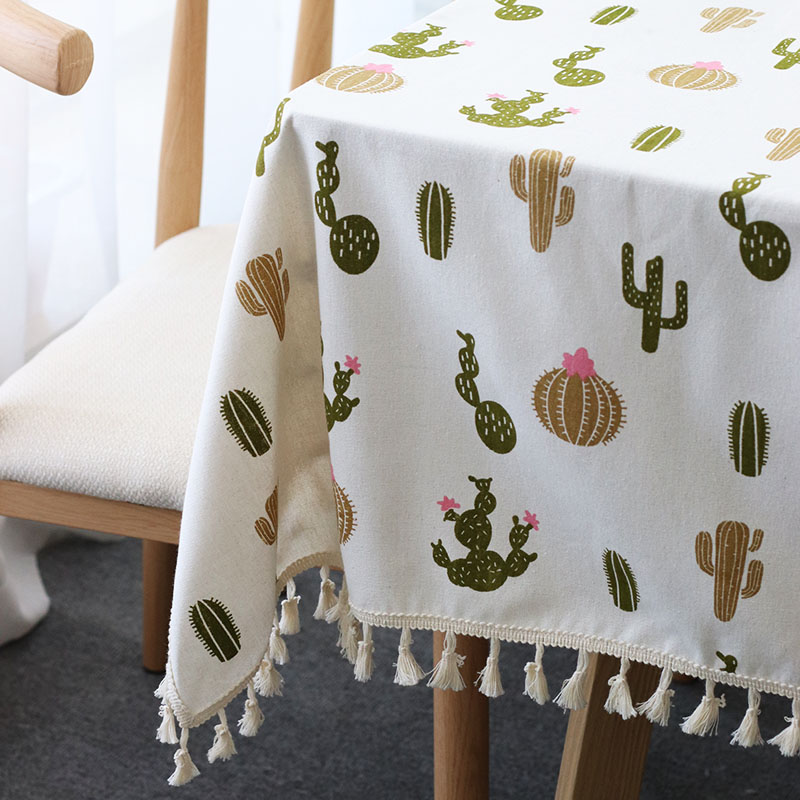 Nordic style tablecloth art Cotton linen small fresh TV cabinet Coffee table Dining table desk cloth Girl heart net red ins tassel