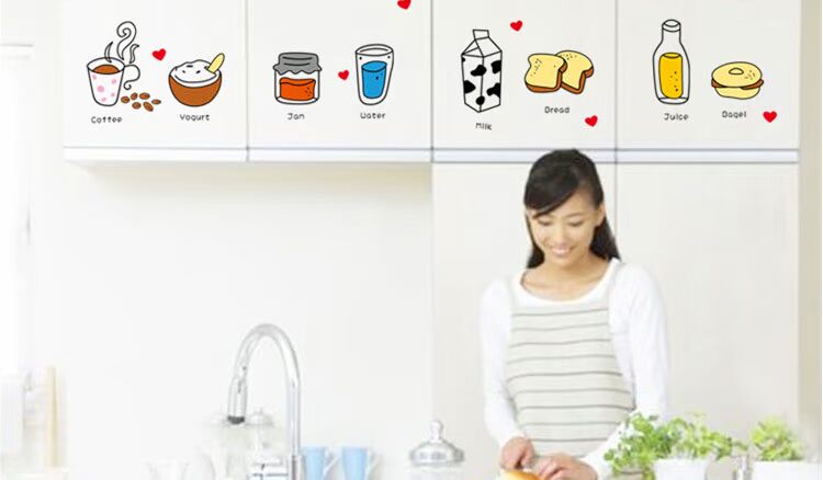 Tủ lạnh đồ nội thất nhà bếp dán miễn phí dán nhỏ PVC dán tường di động dán tường - Phòng bếp nồi hấp