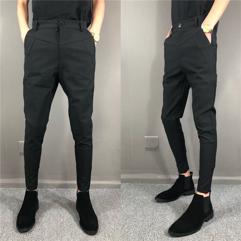 Social spirit Small group of bunches Pants Body Casual Tide Smoke Pipe Pants Net Red Korean Version Pencil Pants Men's West Dress Pants