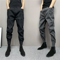 Autumn mens thick casual overalls pants popular slim Korean version of small feet trousers Spirit Boy trend pair