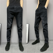 Winter masculiny thicken with small feet casual jeans napping with water washed in waist spirit small guys bunches of khalen trousers