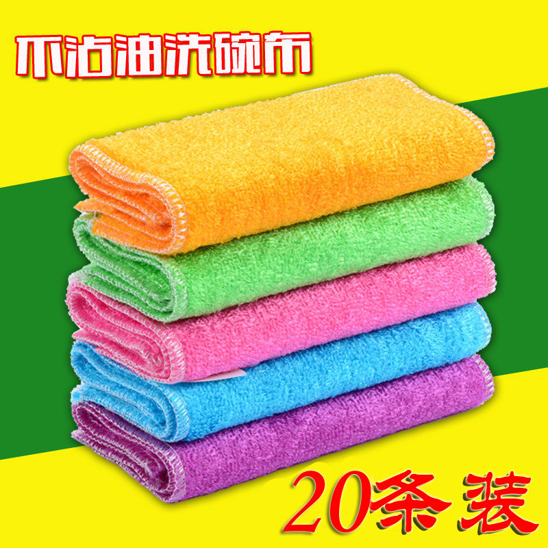 Kitchen cloth thickened bamboo fiber dish cloth Non-stick oil Bamboo charcoal brush bowl cloth Absorbent non-hairless cleaning towel cloth