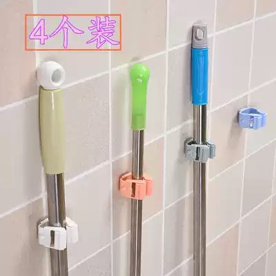 Mop adhesive hook kitchen non-perforated strong load-bearing mop clip powder room suction cup broom holder sticky hook storage wall