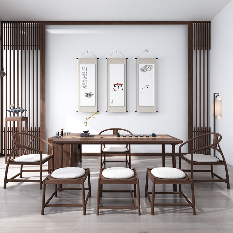 Office Kung Fu Tea Table New Chinese Modern Simple Zen Logs Household Building Tea Table Combination