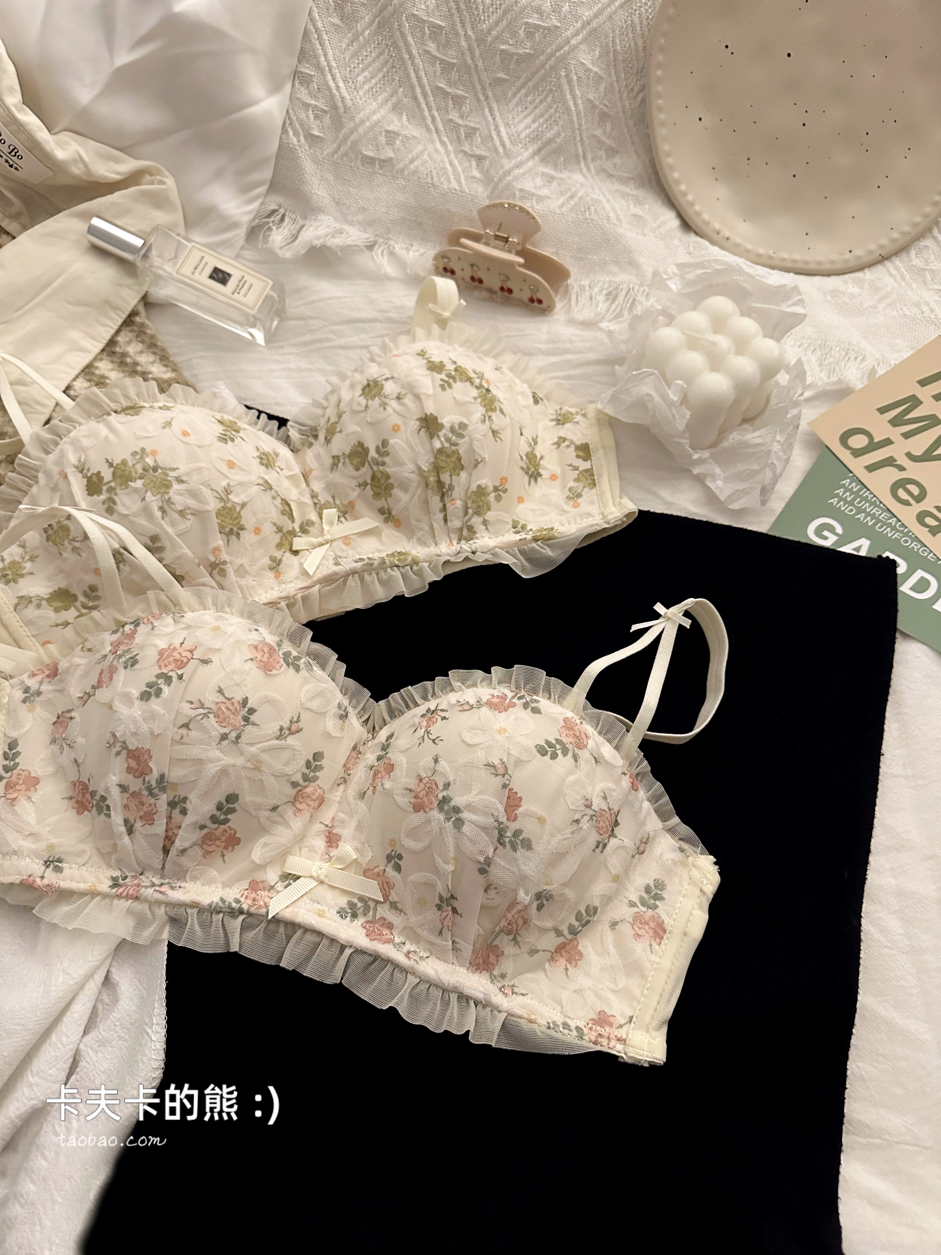Broken Lace Brooch Lingerie Underwear Woman Little Chest Coalless Anti Drooping Sexy Without Shoulder Strap Pure Desire Bra Suit-Taobao