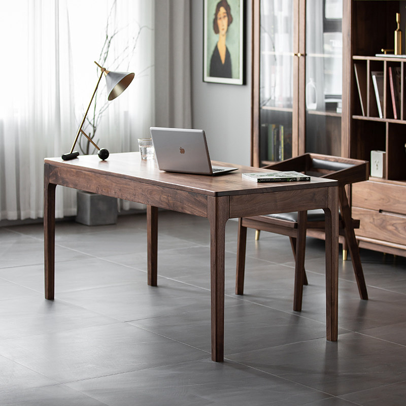 North American Black Walnut Desk Studio Solid Wood Writing Table with Drawer Desk Notebook Table