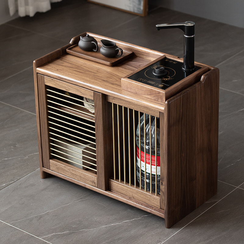 North American black walnut tea cabinet Nordic tea cabinet tea table boiling water rack tea room log custom low cabinet sideboard