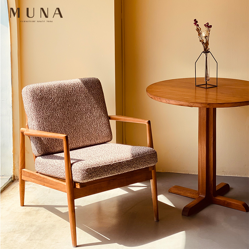 Wood Na MUNA Single Sofa Chair Subwoody Bull Leather Wooden Armrest Nordic Classic Danish Designer Furniture Teak Wood