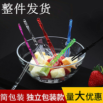 Disposable fruit fork whole piece cartoon fruit sign cake fork cute household dessert children fork independent packaging