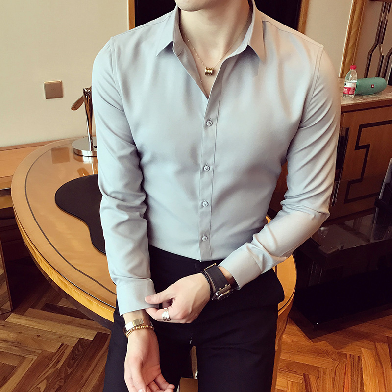 Shirt men's business formal 2020 autumn new men's shirt long sleeve Korean slim fashion suit inch men