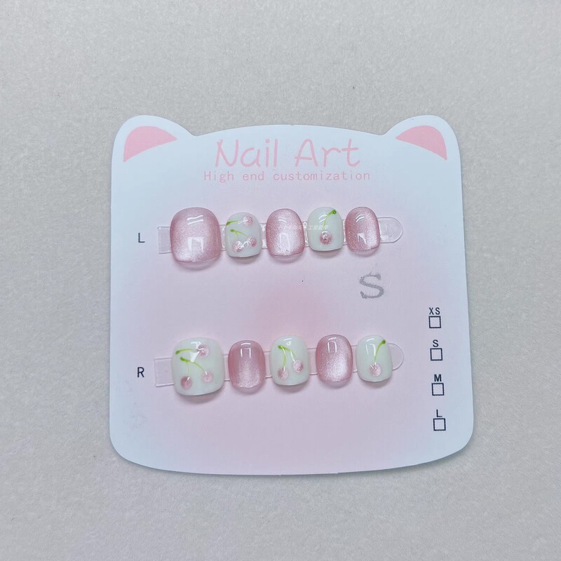 Cat's Eye Little Cherry Children's Wearable Nails Cartoon Nail Stickers Handmade Wearable Nails Fake Nail Stickers Safe and Non-Toxic Cat's Eye Little Cherry Children's Wearable Nails Cartoon Nail Stickers Handmade Wearable Nails Fake Nail Stickers Safe and Non-Toxic