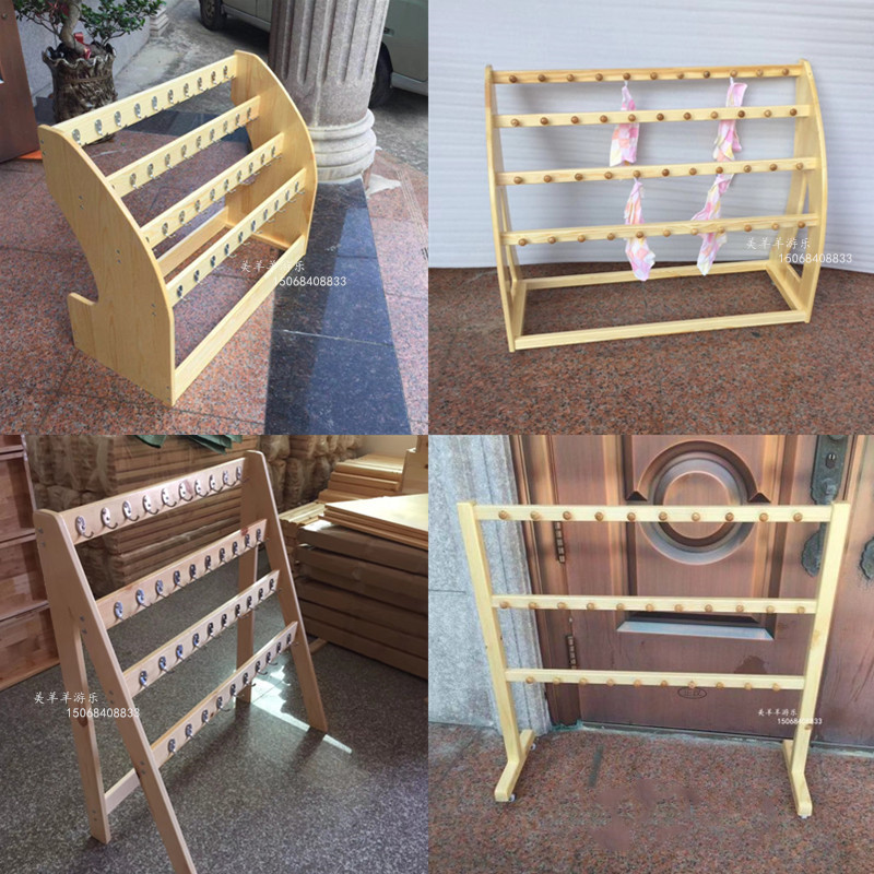 Kindergarten special wood towel rack camphor pine towel adhesive hook children log mobile floor towel rack