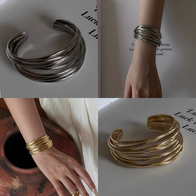 Coil Metal Cross Bracelet Arm Ring Arm Cuff Bracelet European and American Style Unique Niche Large Arm Bracelet Decorative Arm Accessory