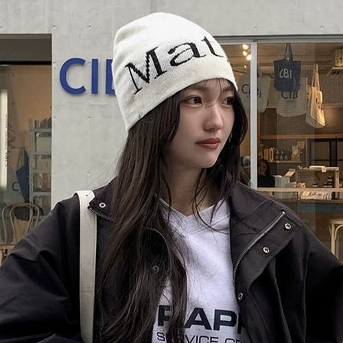 Matink Корейская шапка из шерстяной нити, весенне-летняя вязаная уличная мода, крутая девушка с большим обхватом головы, маленькая модная холодная шапка