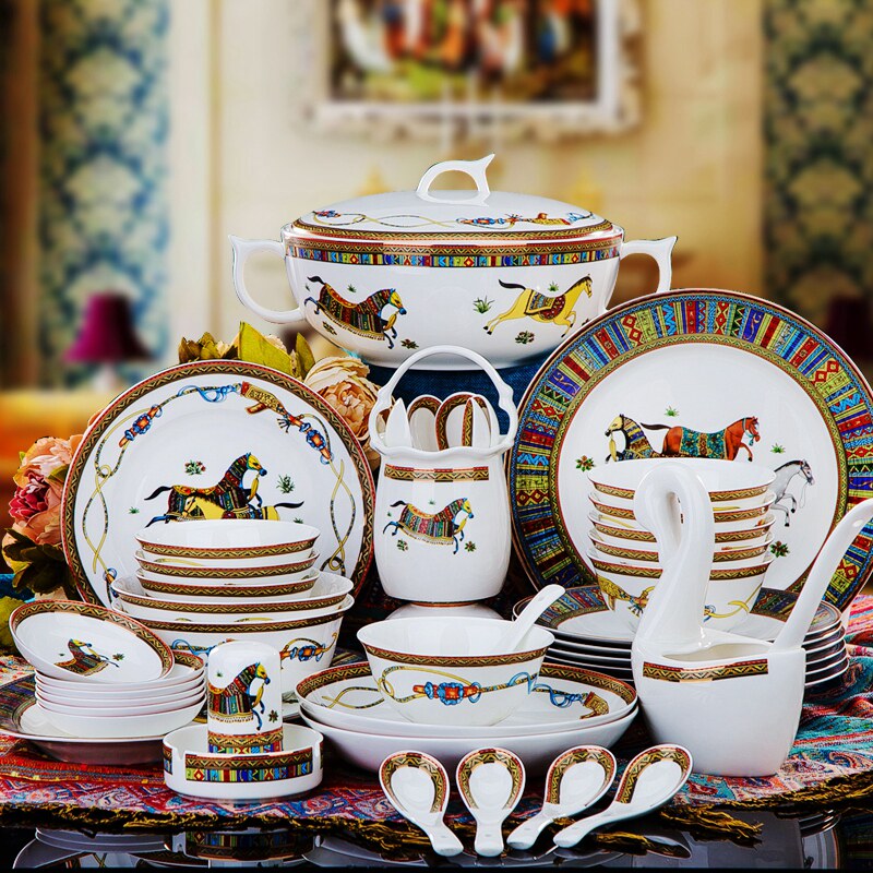 Jingdezhen Ceramics Special Export Tail List Clearance Processing European-style Household Bone China Tableware Plates High-end Phnom Penh