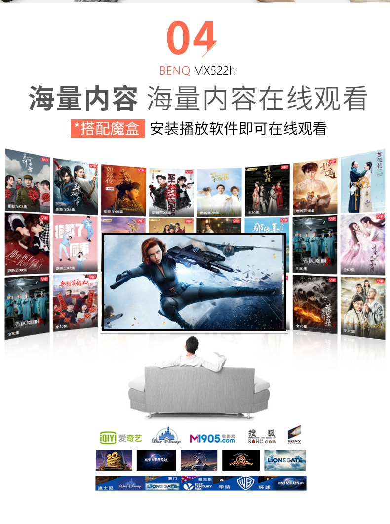Máy chiếu BENQ / BenQ MX522h phòng ngủ gia đình phòng khách phòng họp văn phòng HD đào tạo giảng dạy 1080P thương mại không dây wifi ban ngày chiếu trực tiếp HD - Máy chiếu may chieu epson