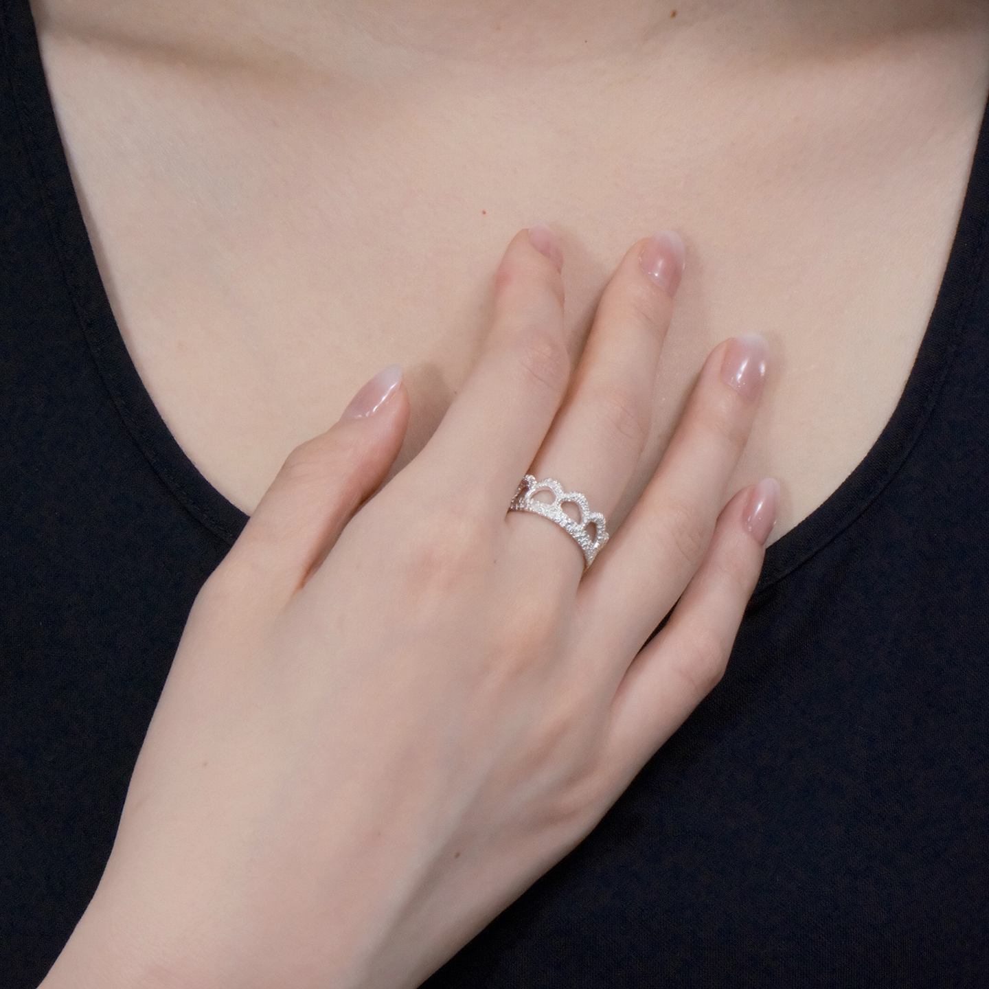 Corolla S925 lace silver crown temperament women's ring