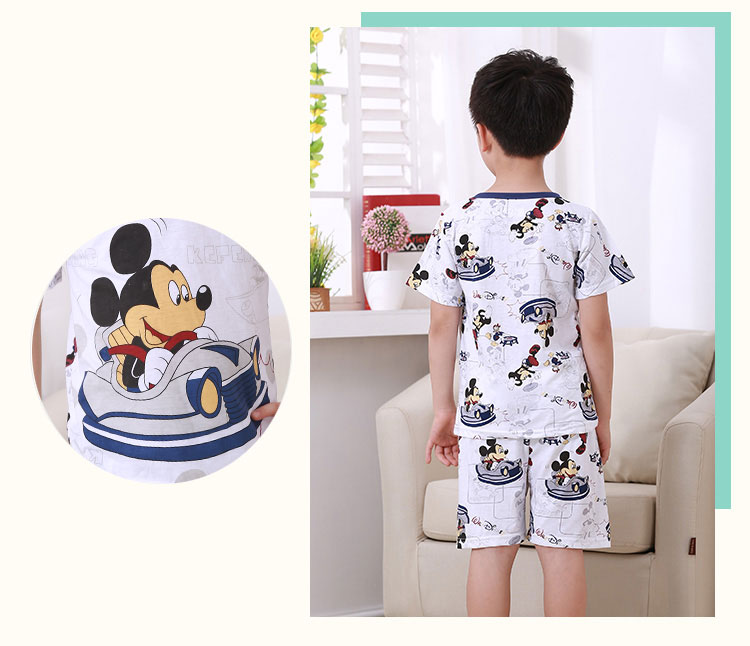 Đồ ngủ trẻ em mùa hè cậu bé mỏng phần bé trai cotton phù hợp với trẻ em mùa hè tay áo ngắn trẻ lớn 12 tuổi 15 trẻ em đồ mặc nhà