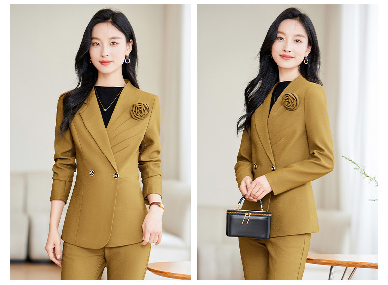 パンツセットアップ フラワーコサージュ付きダブルテーラードジャケットパンツセットアップ