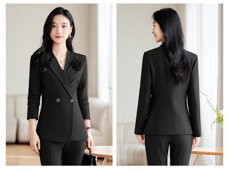 パンツセットアップ フラワーコサージュ付きダブルテーラードジャケットパンツセットアップ