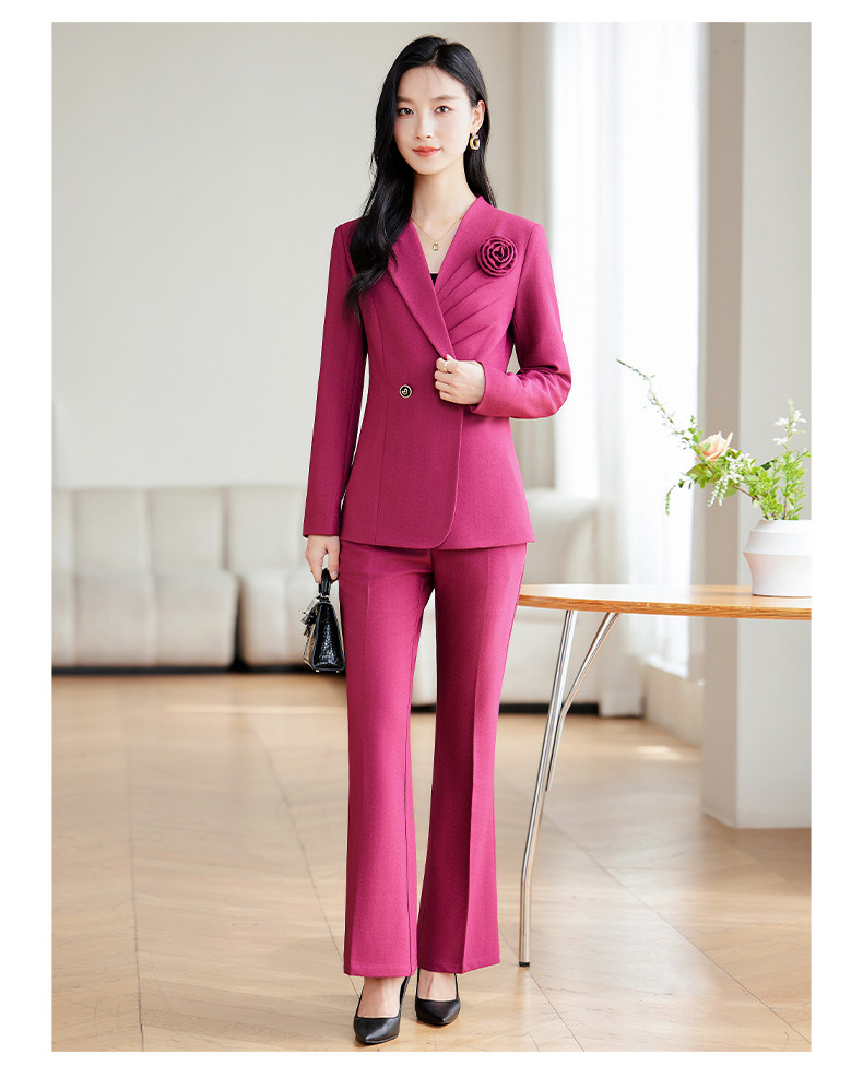 パンツセットアップ フラワーコサージュ付きダブルテーラードジャケットパンツセットアップ